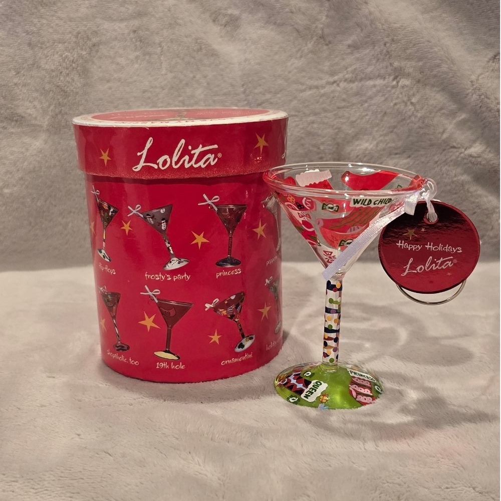 Lolita Mini-tini Holiday "Stocking Stuffer"  Martini Stocking Glass Ornament‎